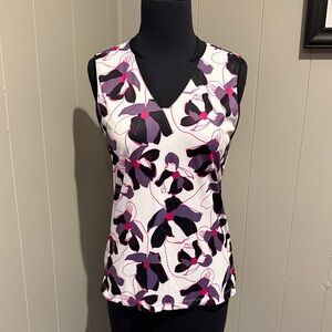 Slazenger Preppy Golf Outdoor Sport Black and Purple Floral Tank Top